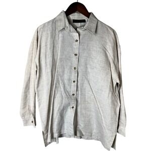 Harve Benard Shirt Mens Medium Linen Blend‎ Button Up Long Sleeve Casual